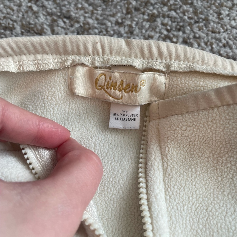 QINSEN Half Zip Fleece Sweatshirt Mock Neck Sherpa Pullover Apricot Small - Picture 4 of 5